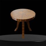 Une table ronde Art déco en palissandre et bois d’hêtre avec motifs élégant
