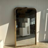 Large gilded mirror 19th century rounded corners mercury glass Louis XVI style