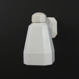 Applique murale col de cygne porcelaine, tulipe en verre opaline