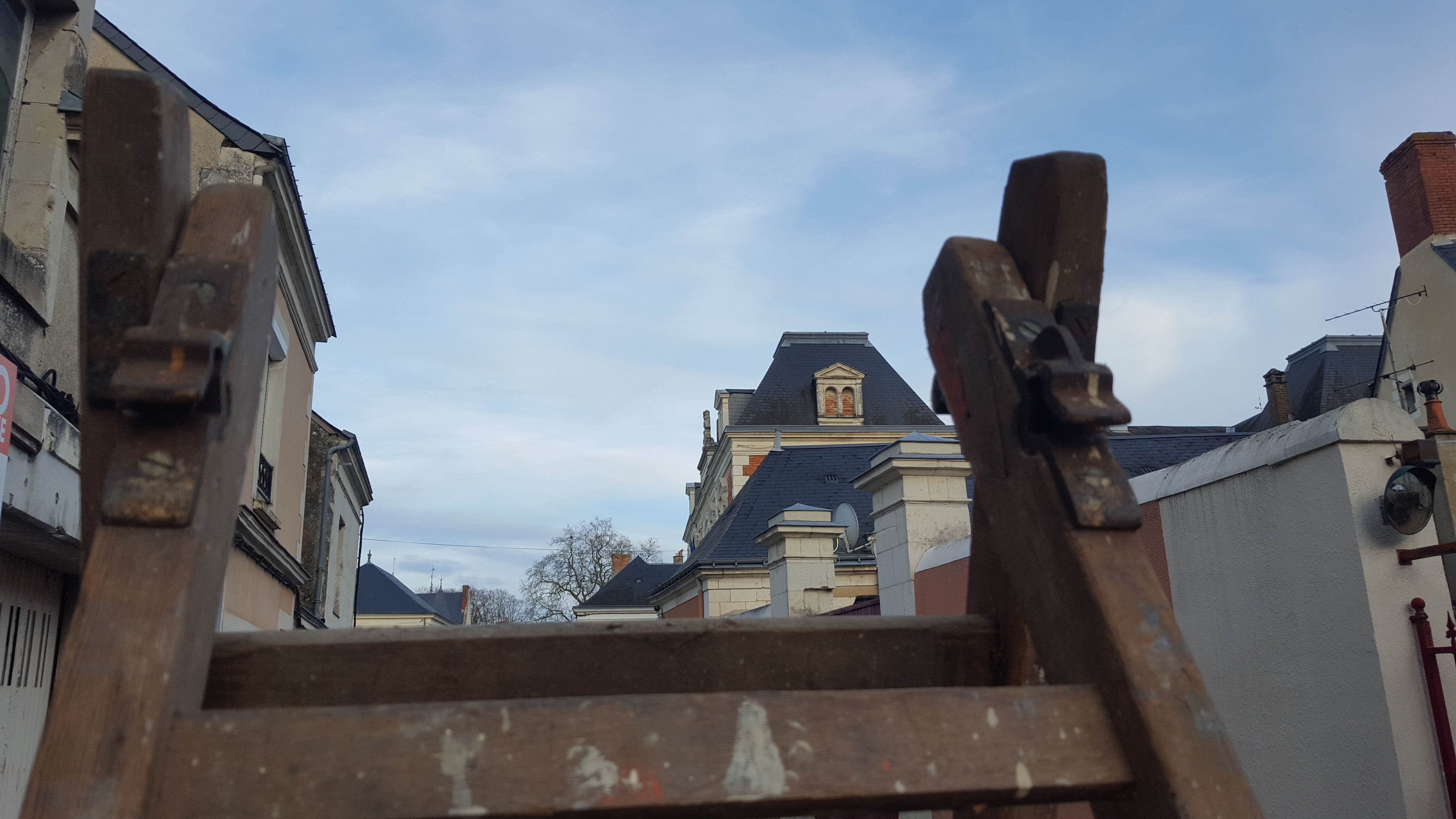 Large double wood ladder