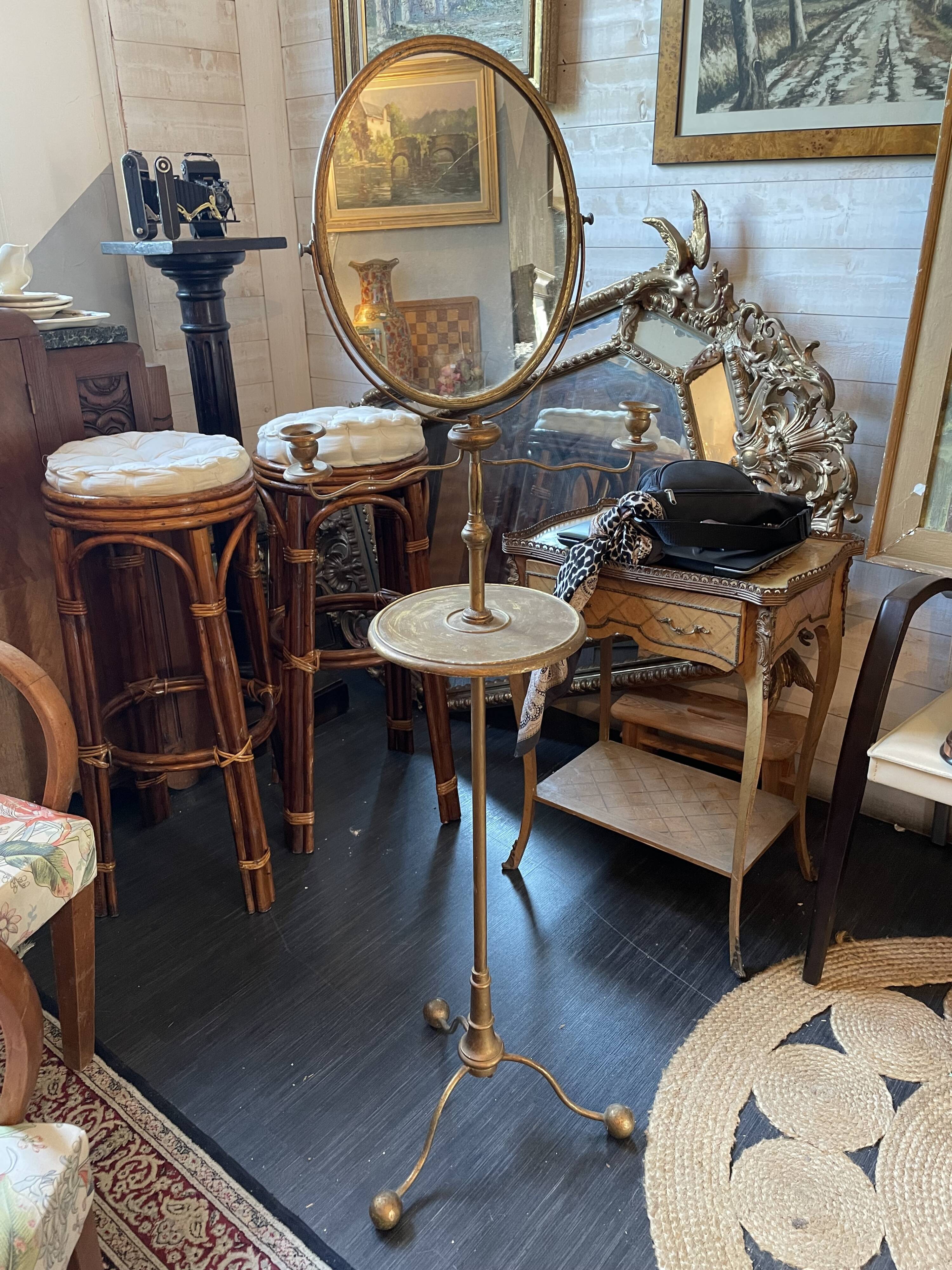 Old brass barber mirror