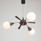 Mid-Century Modern Italian Chrome and Opaline Chandelier