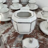 Coffee set, tea 1925, art deco, union céramique, uc, limoges, 8 cups, 8 subcups, teapot