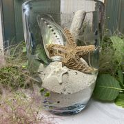 Pinched crystal vase engraved with vintage marine motifs