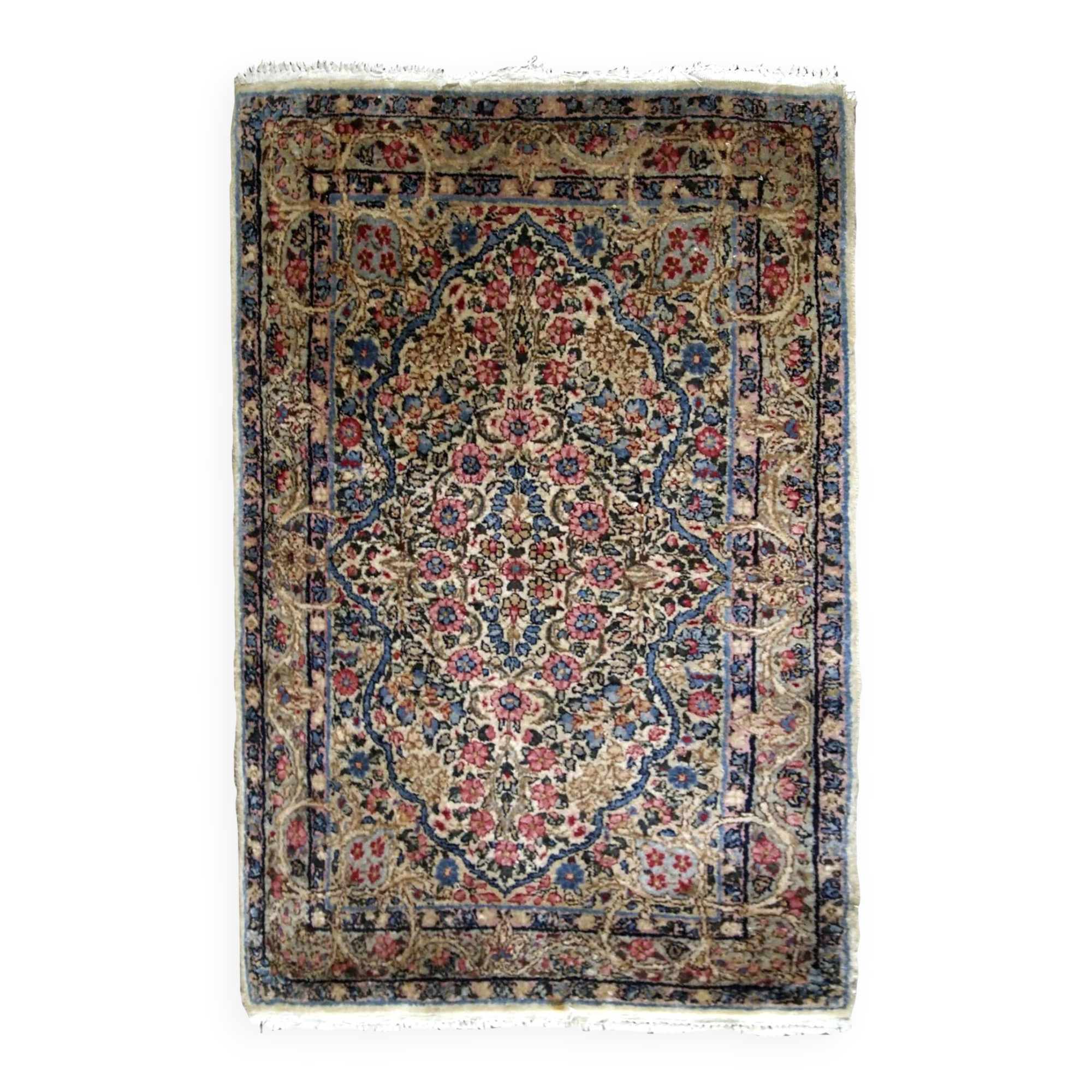 Handmade antique Persian Kerman rug 2.1' x 3.2' (64cm x 97cm) 1920s - 1B704