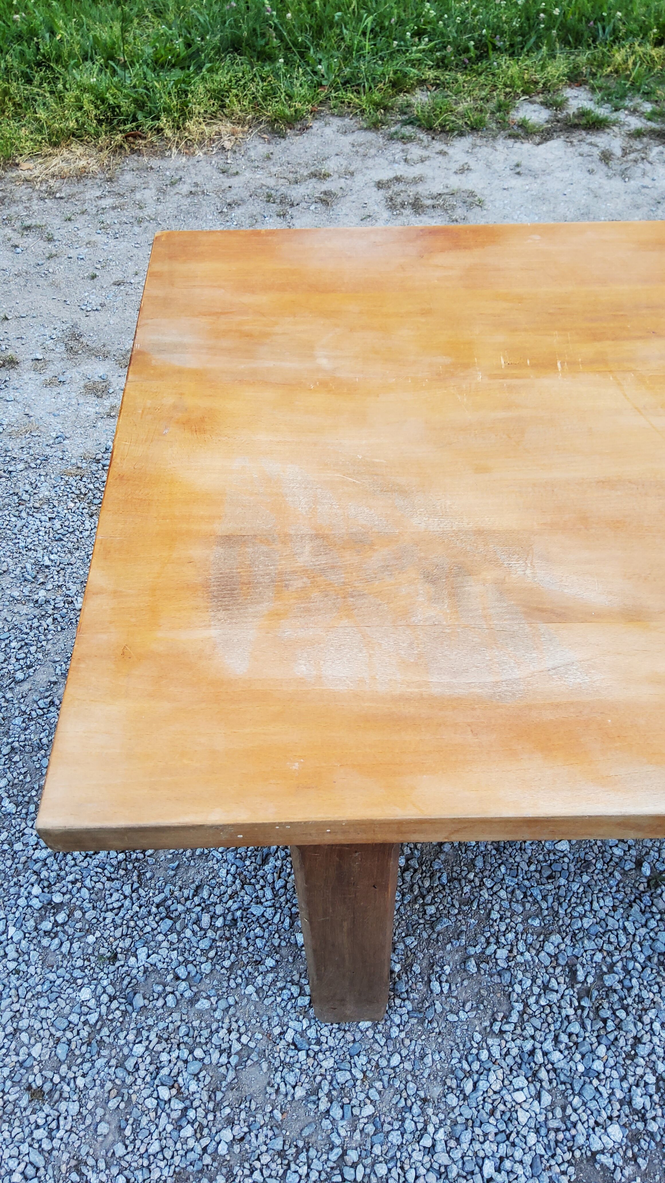 Table de ferme en hêtre et chêne 1 tiroir en ceinture 200cm