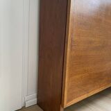 Wooden console table / vintage folding desk with mirror and small drawer