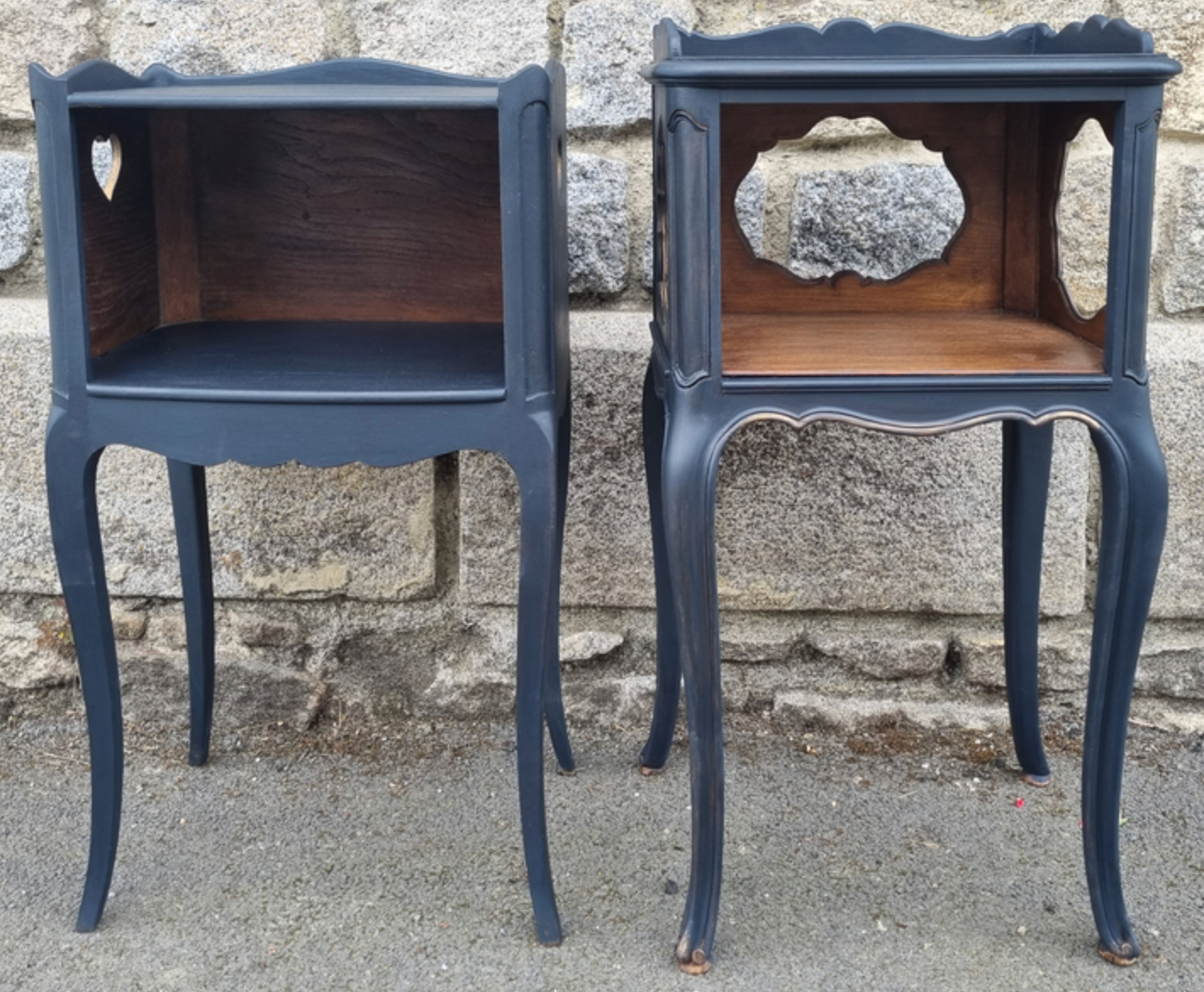 Pair of vintage bedside tables, 60s, Louis XV style, revamped