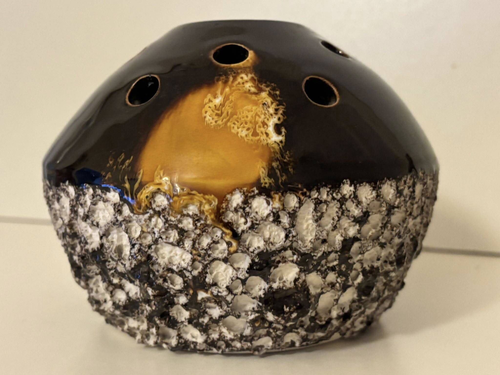 Antique Fat Lava Ceramic Flower Pick