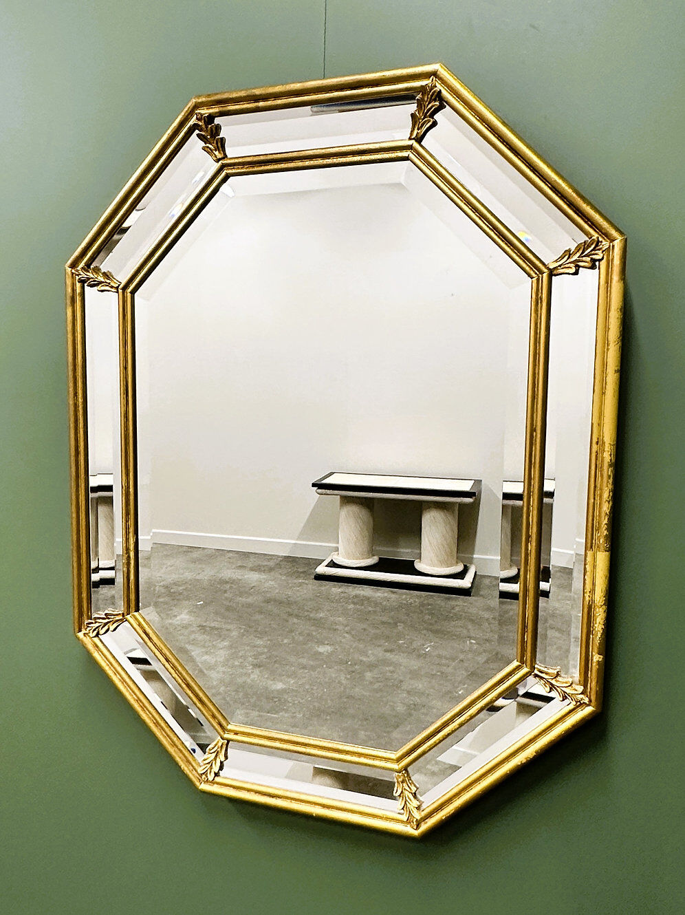 Vintage neoclassical octagonal mirror by Deknudt, Belgium, 1980s