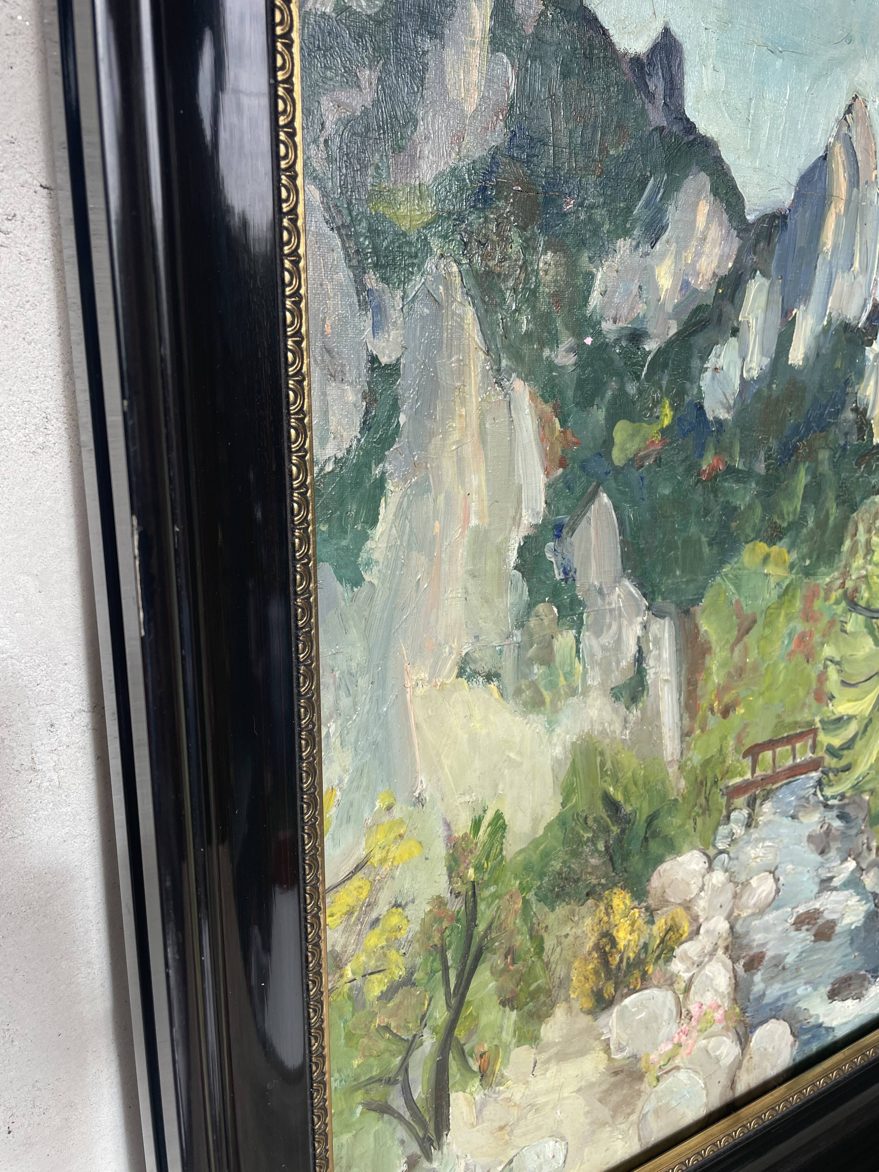 Paysage à l’huile post-impressionniste signé F. Gill