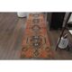 1970s vintage Turkish Oushak handmade wool cotton orange runner rug 80x320