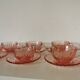 set of 6 pink glass coffee cups and saucers, rosaline