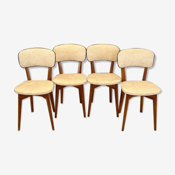 Série de 4 chaises vintage blanches 1950