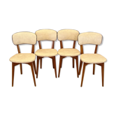 Série de 4 chaises vintage blanches 1950