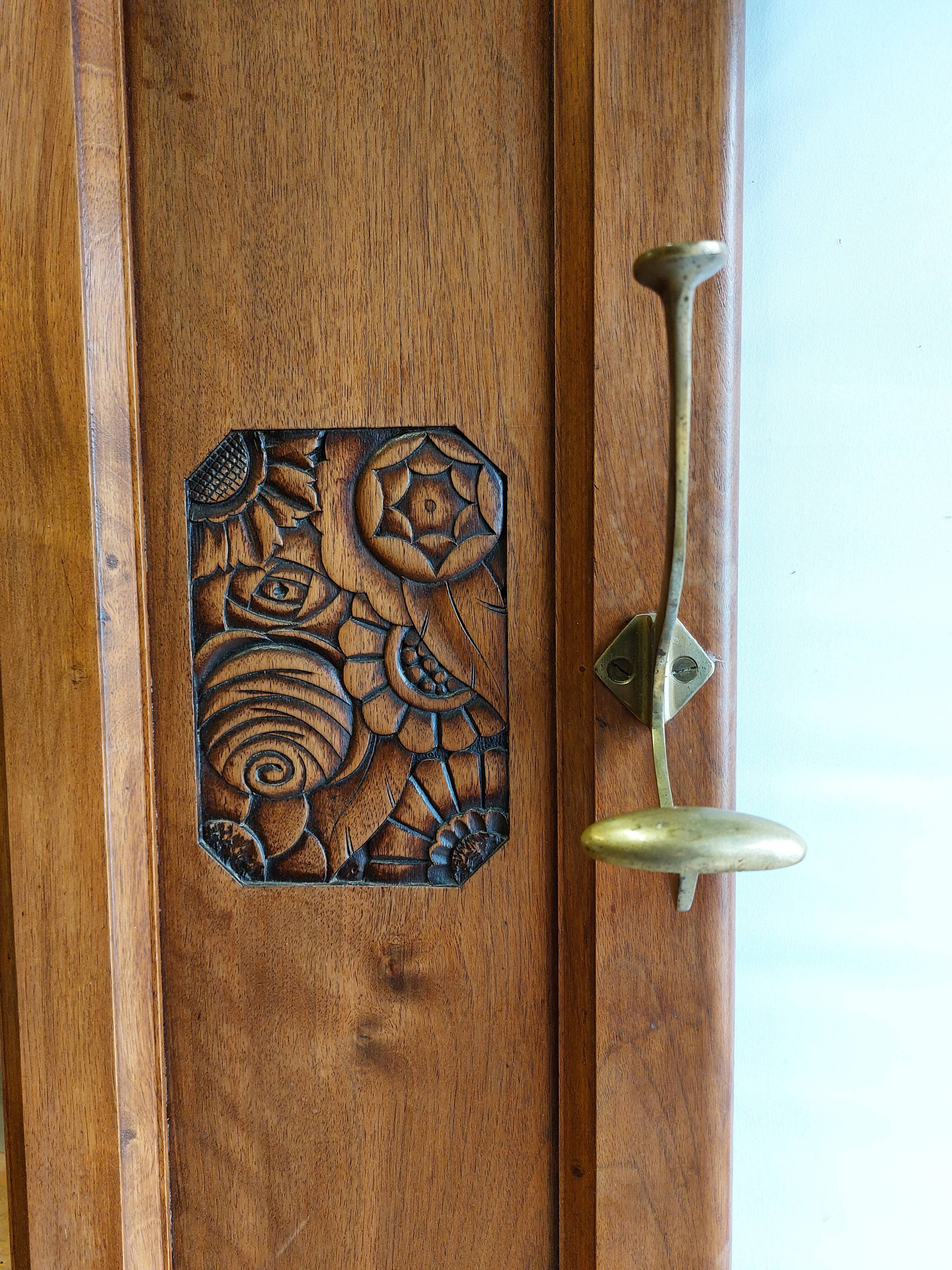 Old wooden wall-mounted locker room - Art Deco
