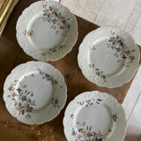 Ensemble de 4 assiettes vintages mésanges et liseron