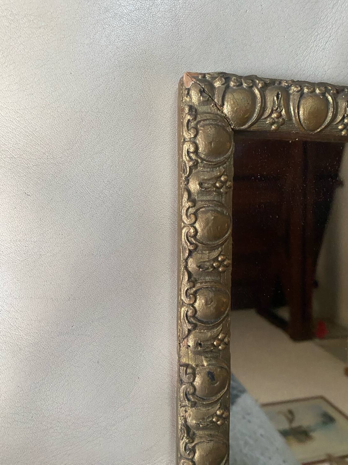 Antique gilded wooden mirror