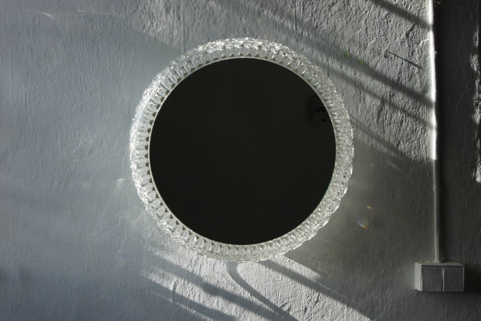 Large Vintage Mirror Lamp from Glashütte Limburg