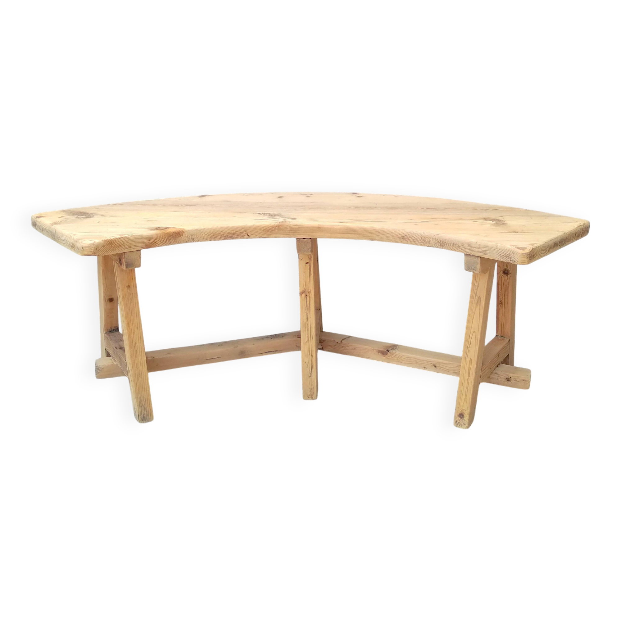 Vintage Curved Pine Bench