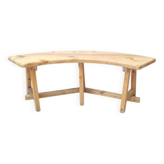 Banc en pin incurvé Vintage