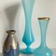 3 VASES Bleu Océan Grès et Verre OPALIN Vintage