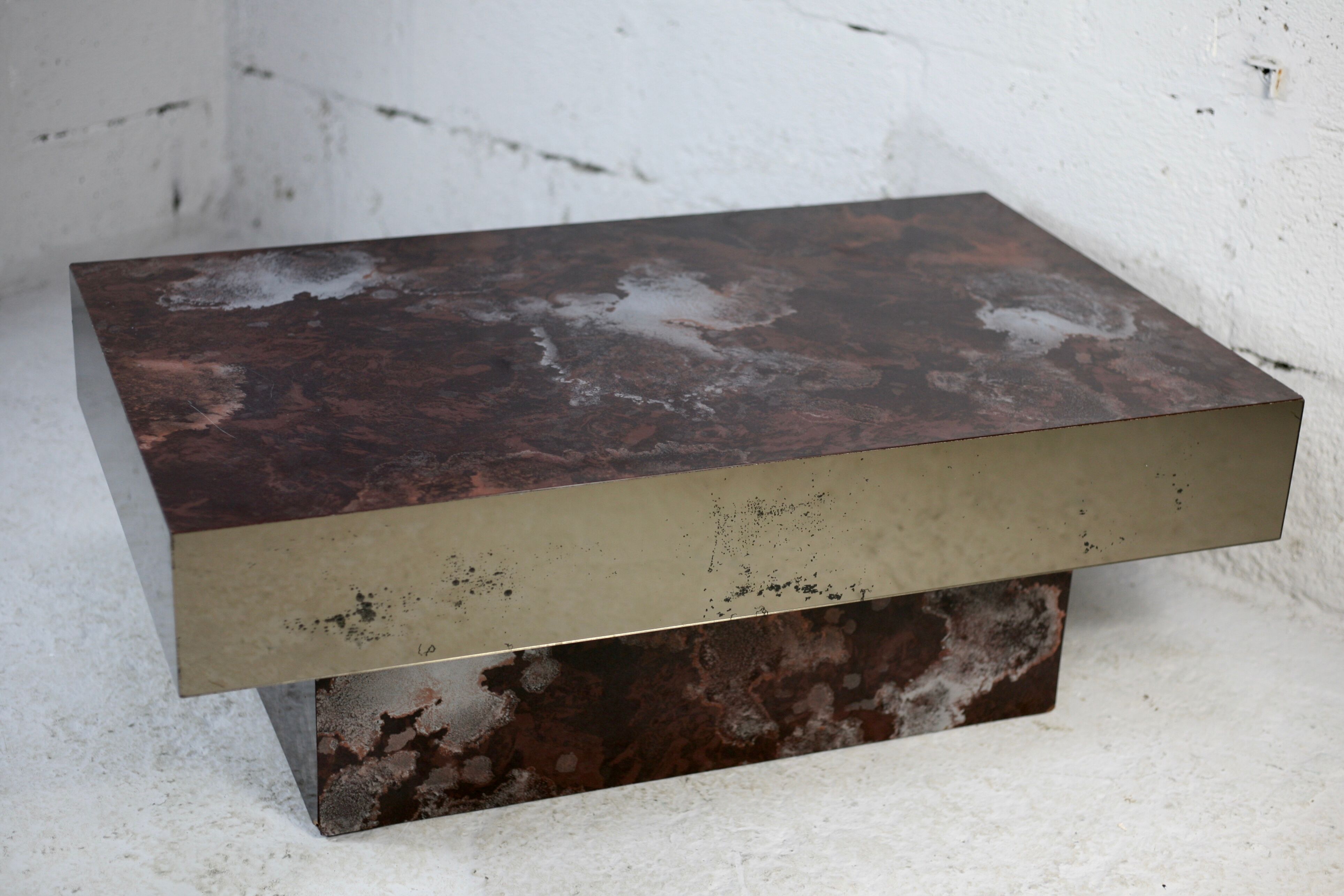 Coffee table decorations "solar flare", formica, mirrors, wood. circa 1970
