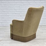1970s, Danish highback armchair, light green furniture velour.