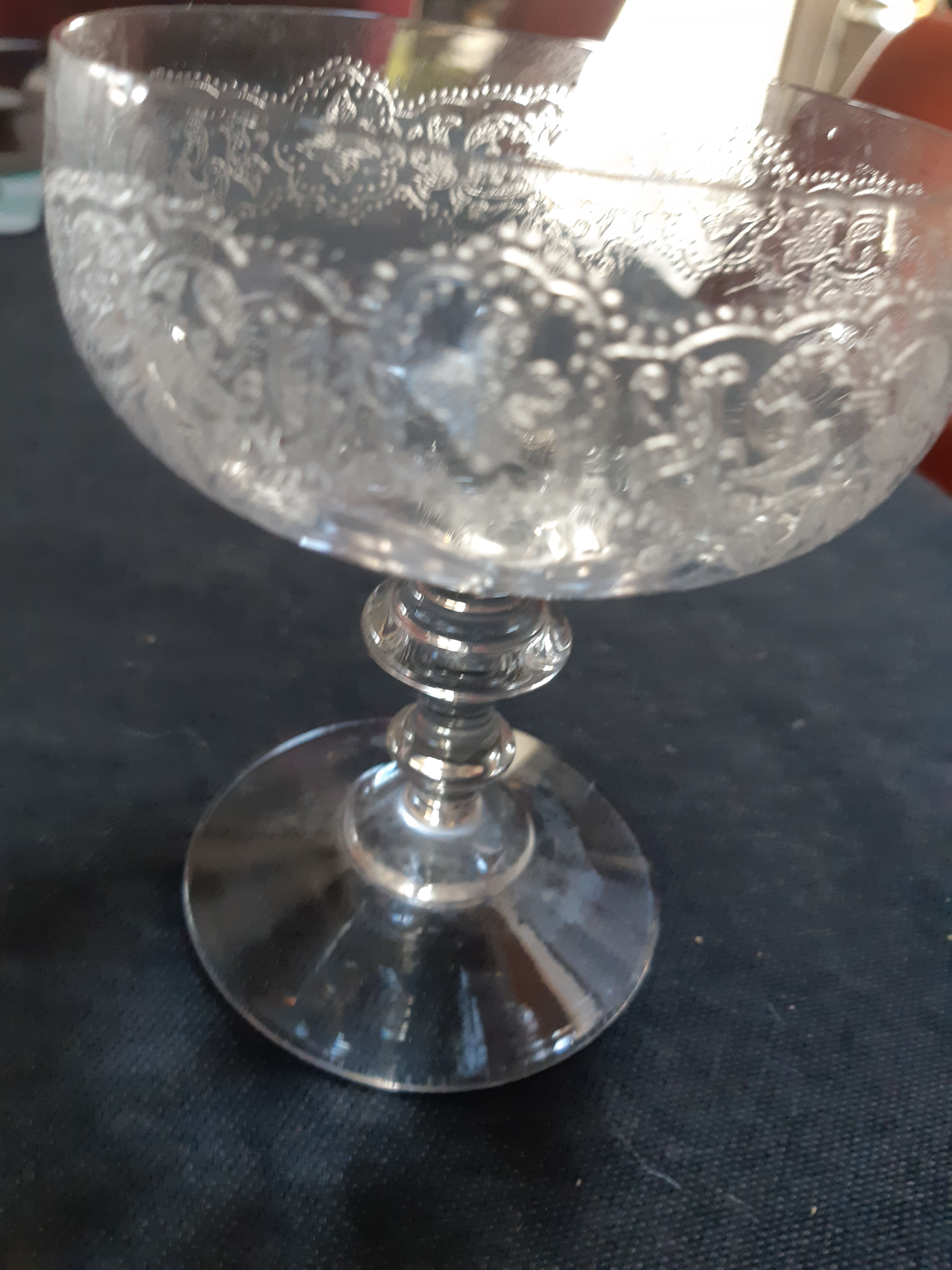 6 old champagne glasses