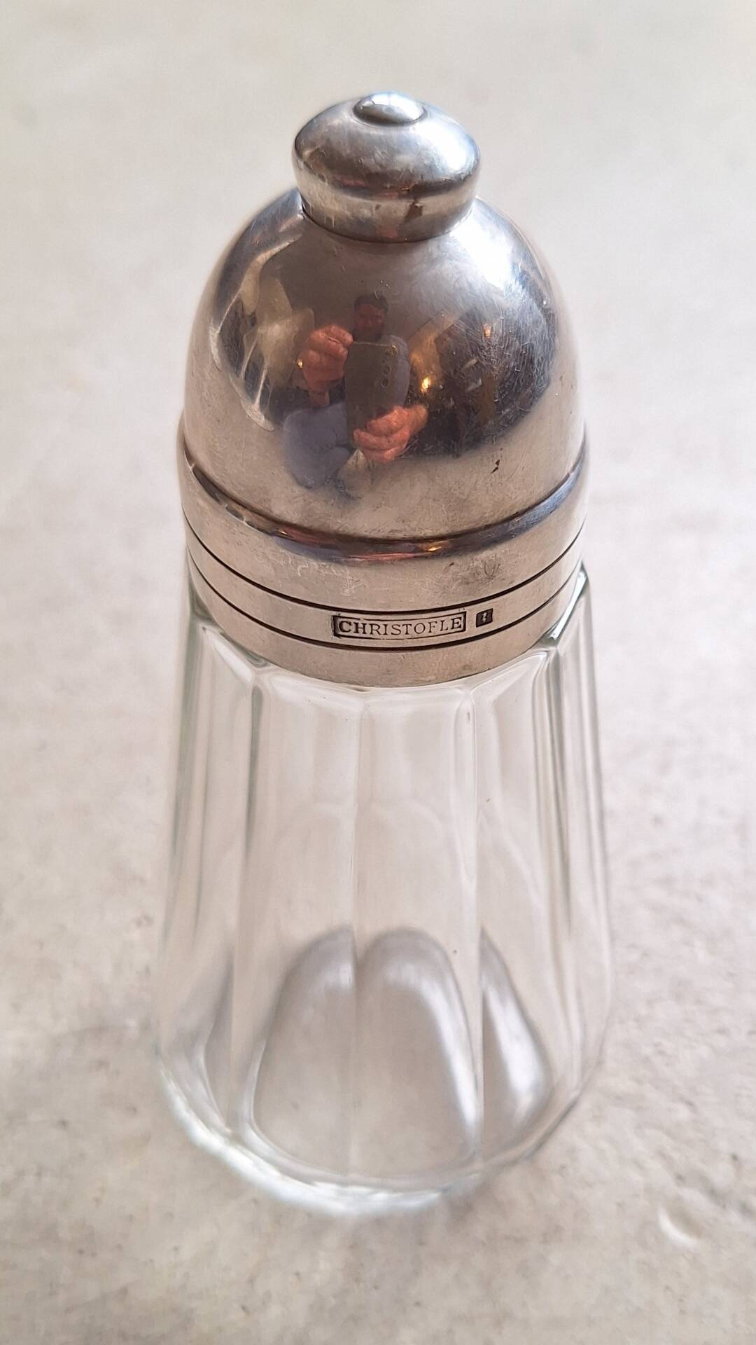 Crystal and silver-plated metal sugar shaker Christofle