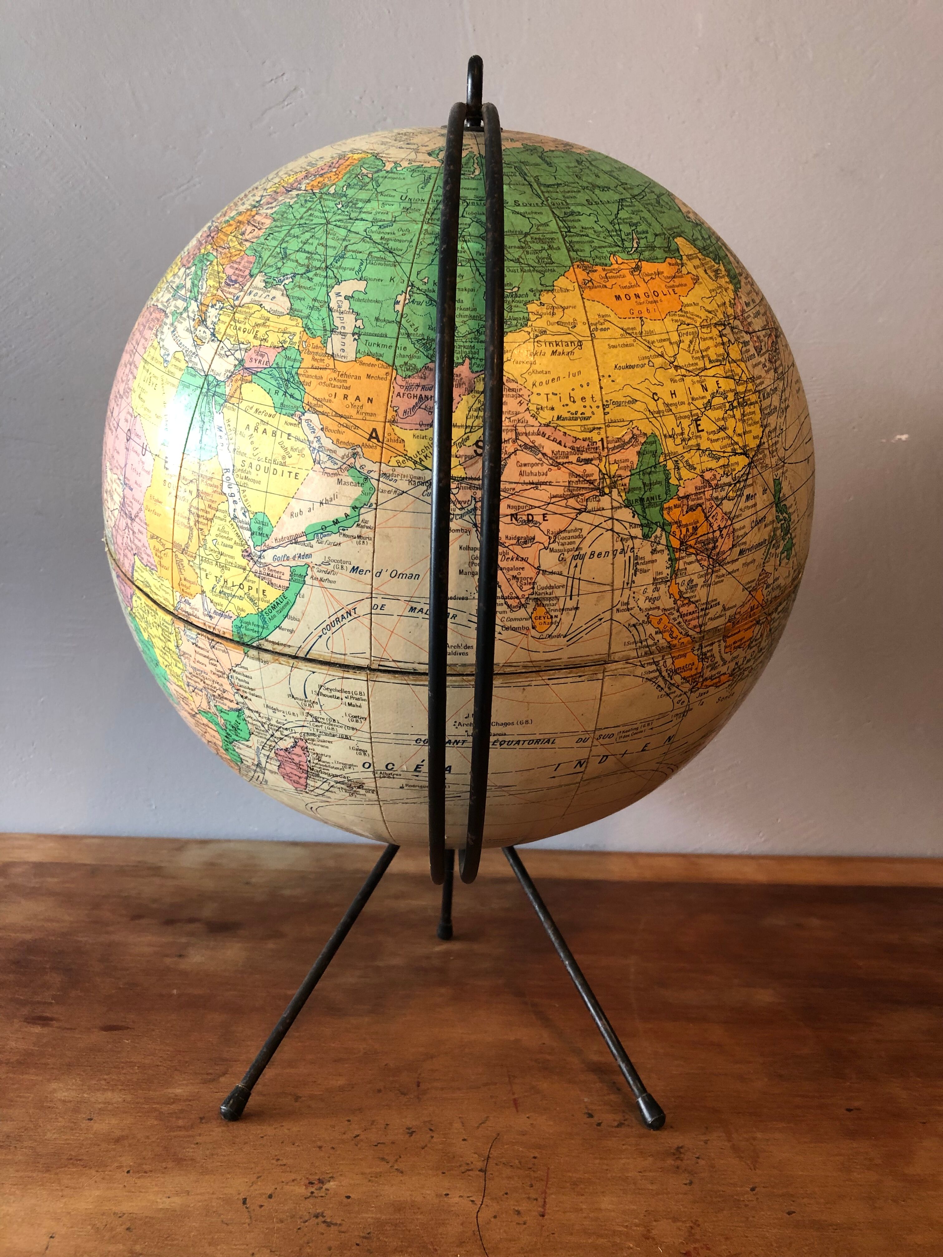 Globe, vintage world map