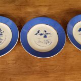 12 dessert plates + dish signed A.Devillers