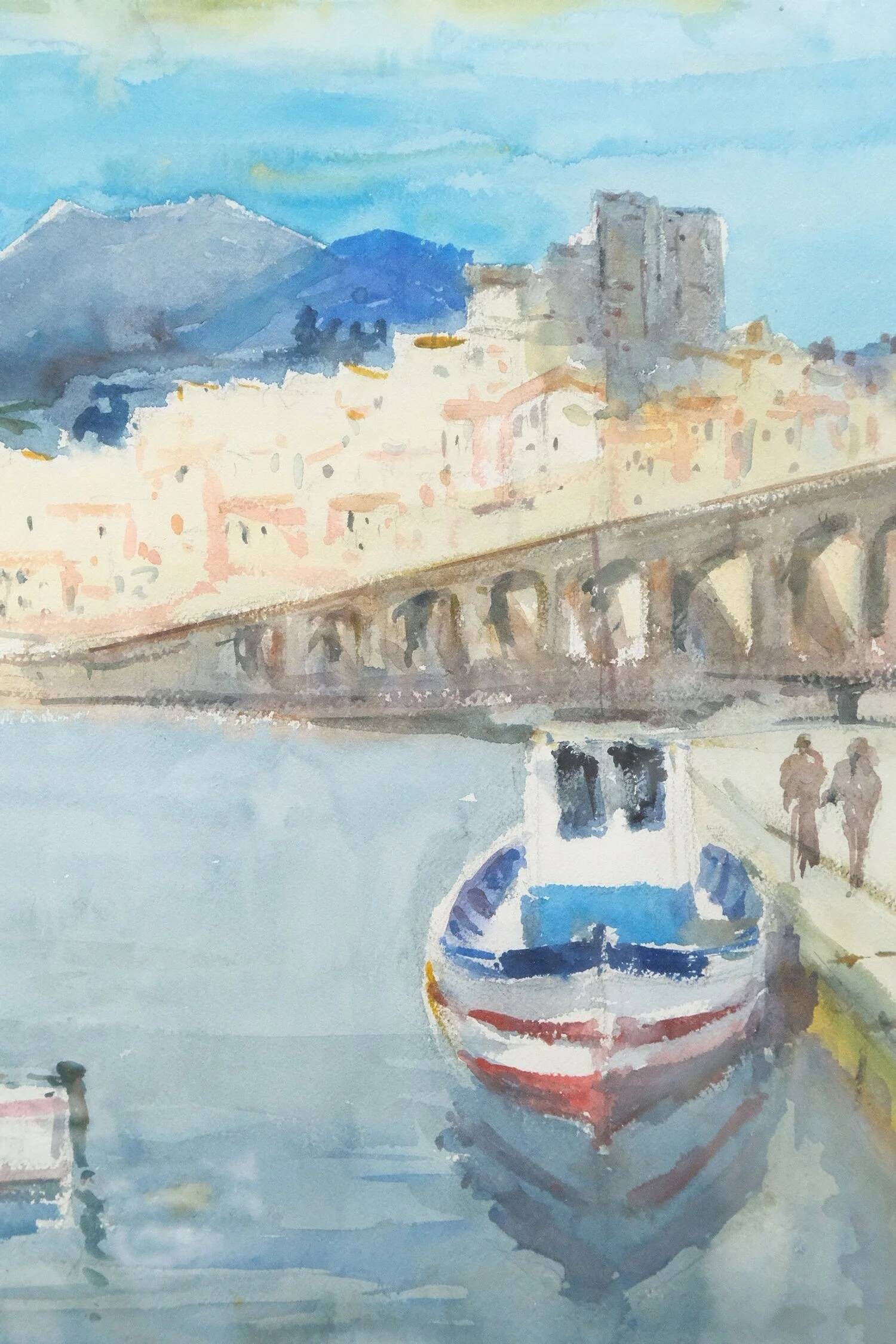 Watercolor "Banyuls sur Mer" by André TOURE, France