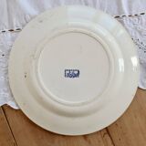 Round serving dish, old ironstone from Salins - Checkerboard pattern