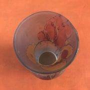 Piedouche vase Glass paste shades of lilac and yellow on a blue background