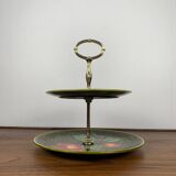 2-tiered majolica server/tray, Sarreguemines, early 20th century