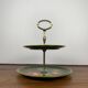 2-tiered majolica server/tray, Sarreguemines, early 20th century