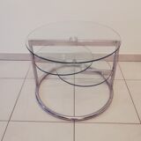 3-tray glass round coffee table