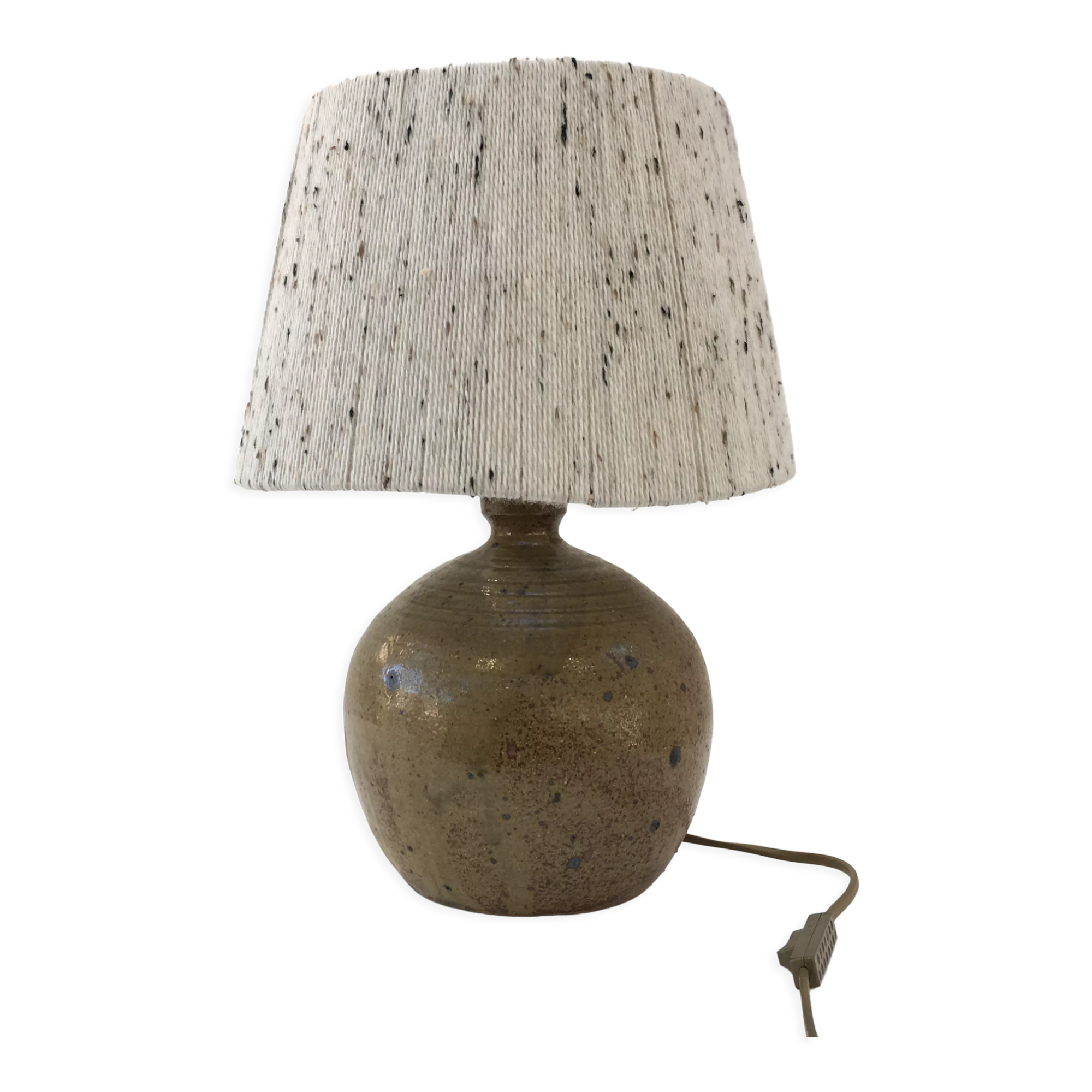 Pyrite stoneware lamp and wool lampshade
