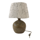 Pyrite stoneware lamp and wool lampshade