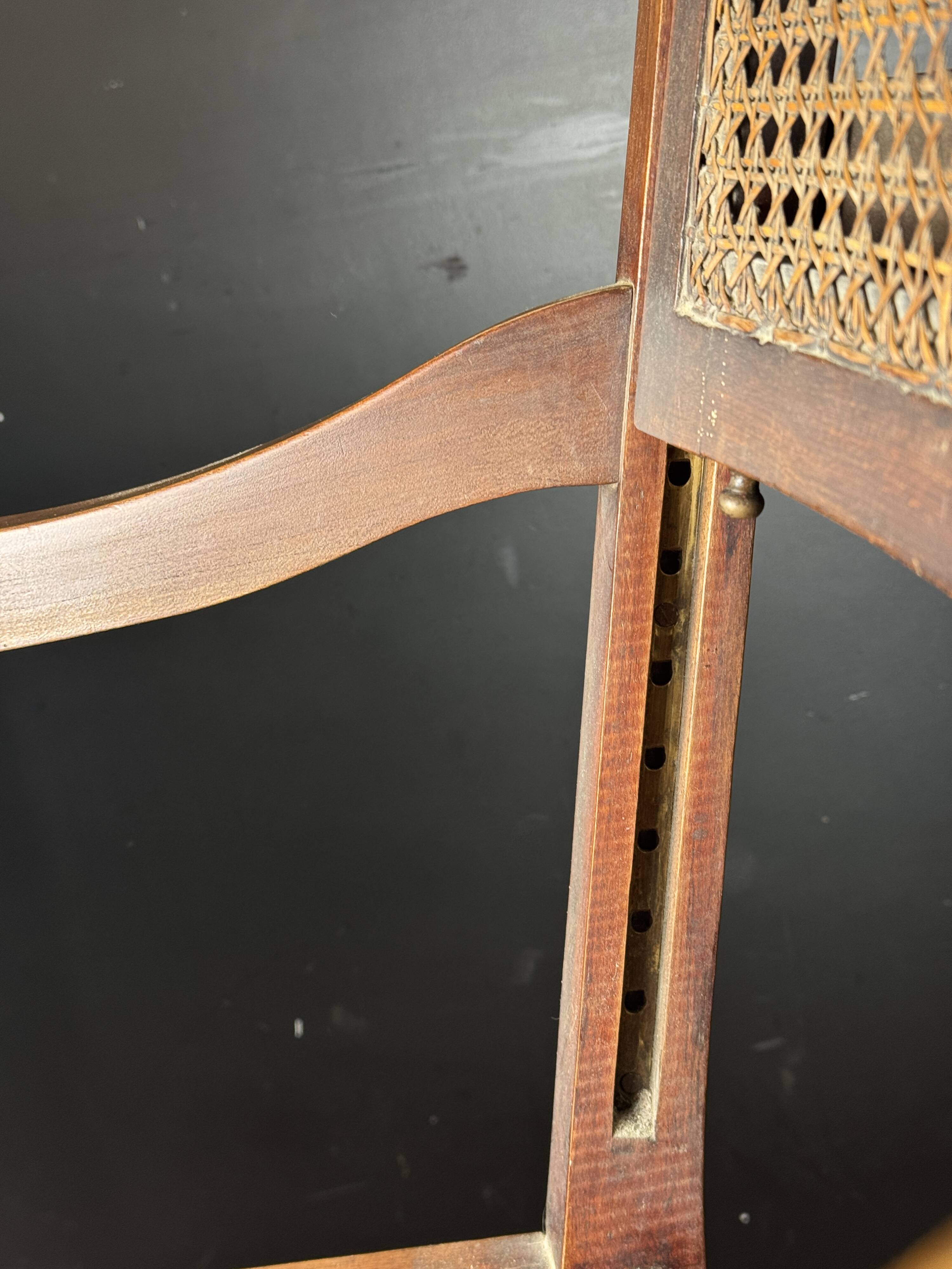 Caned hairdresser/barber chair – adjustable backrest