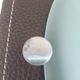 Wall light or ceiling light in frosted glass and leather-like material.