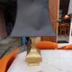 Bronze lamp and dark brown fabric shade