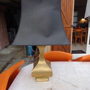 Bronze lamp and dark brown fabric shade