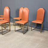 Vintage brass dining chairs by Belgochrom, 1970s