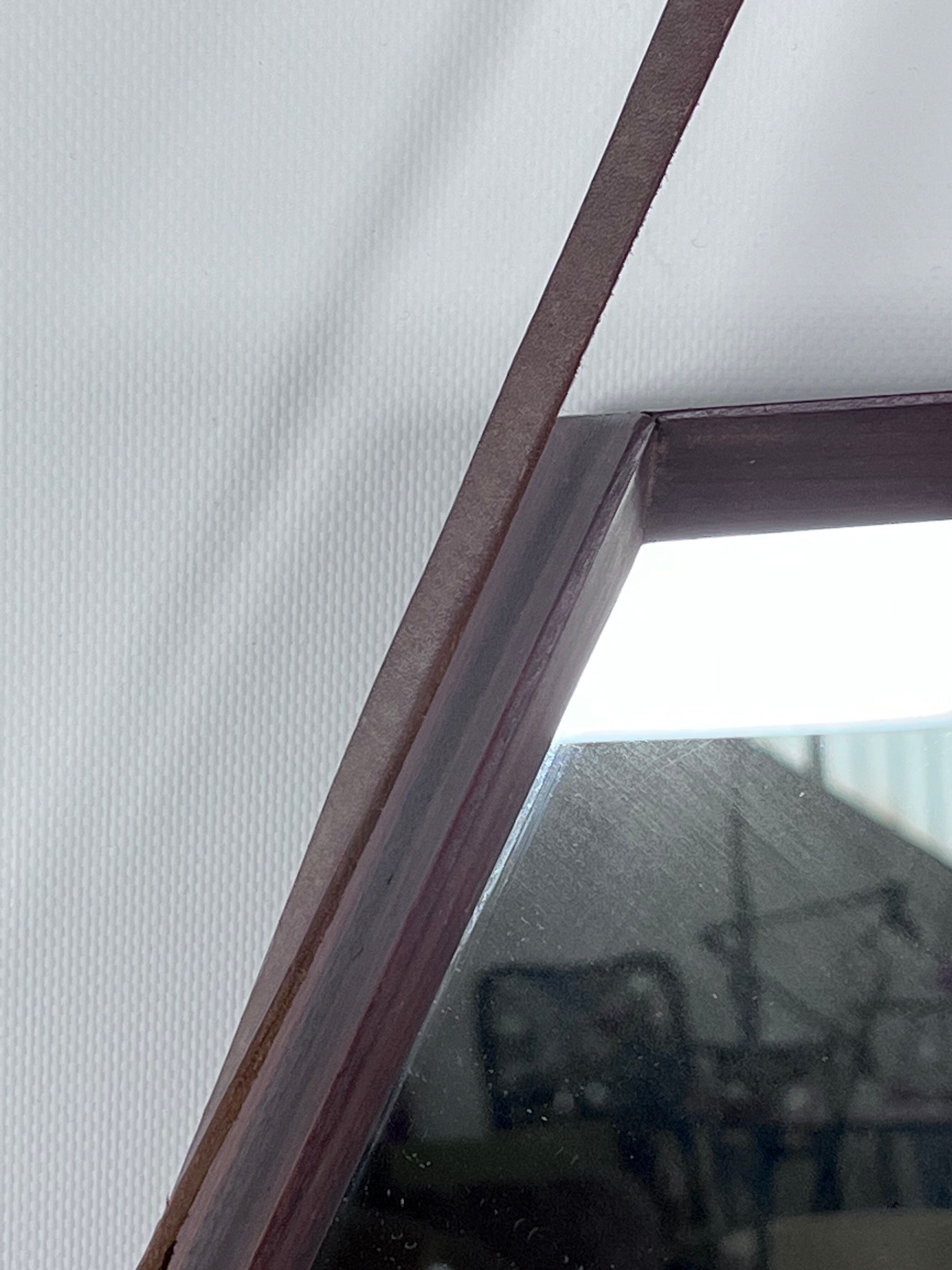 Italian Mid-Century Hexagonal wood wall mirror