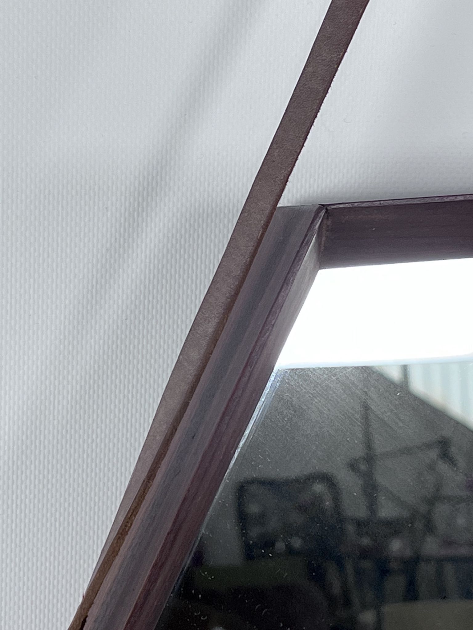 Italian Mid-Century Hexagonal wood wall mirror