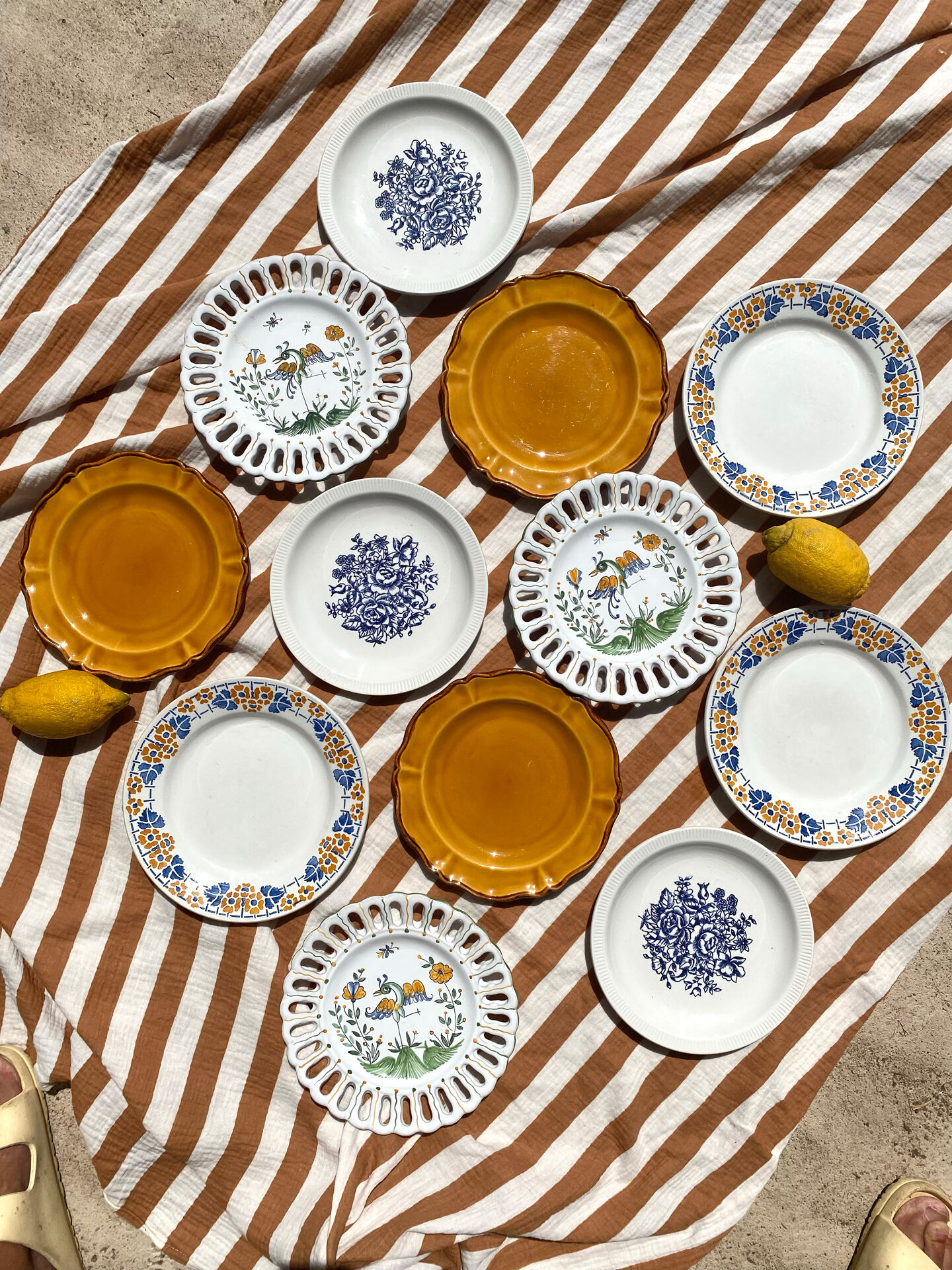 Set of twelve mismatched vintage dessert plates.