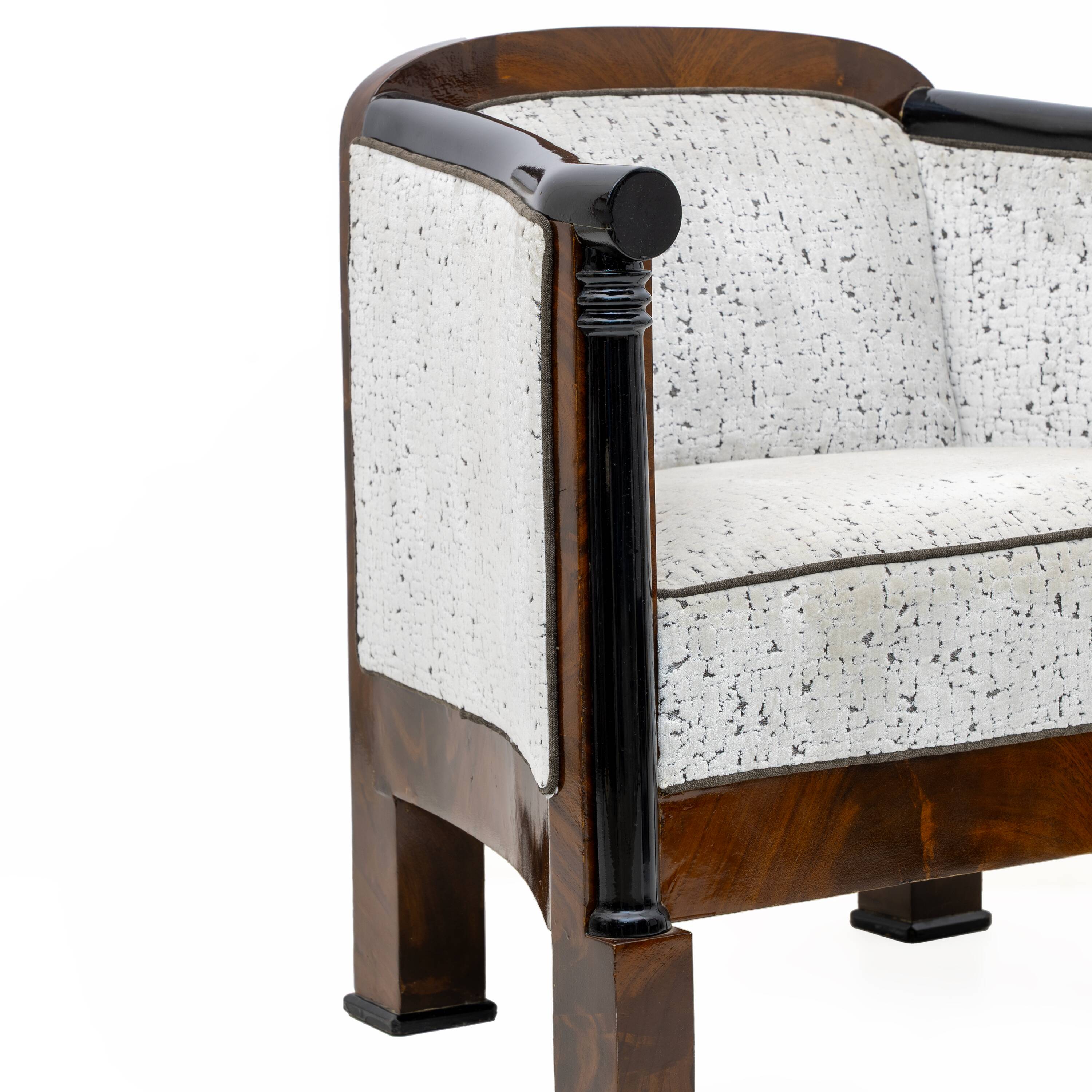 19th Century Biedermeier Mahogany Feather Two Armchairs and Sofa, Vienna