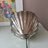 Vintage table lamp in silver ceramic shell 1990